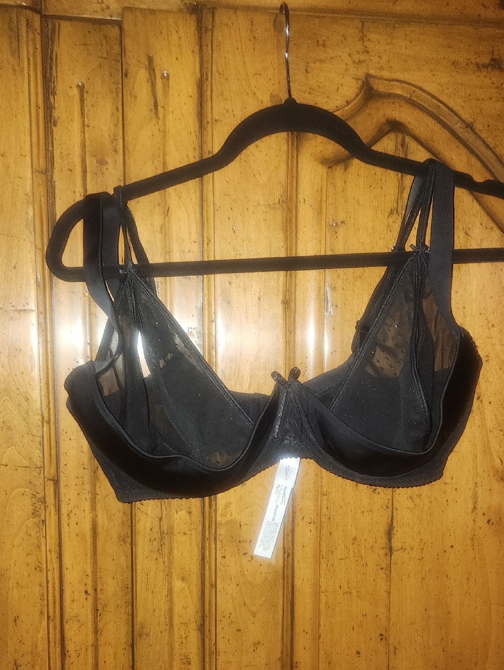Axami Black And Silvet Quarter Cup Bra 42E Worn Once